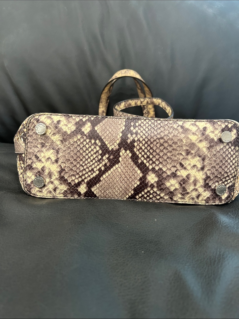 Michael Kors Snake-Print Tote in Brown and Tan 13”X11” - Picture 4 of 12